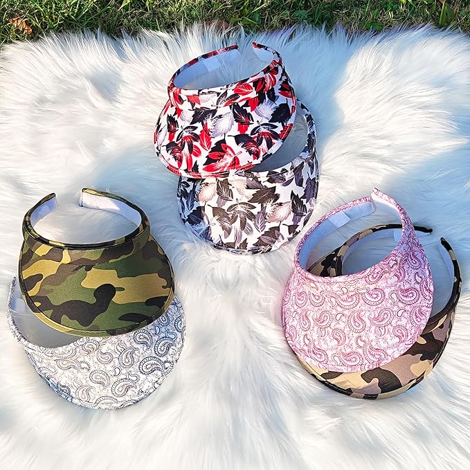 2 Pack Sun Visor Hats Women Men Clip On Wide Brim Visors Hat Outdoor Sports Golf Beach Travel Tennis Caps