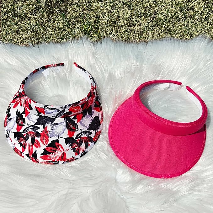 2 Pack Sun Visor Hats Women Men Clip On Wide Brim Visors Hat Outdoor Sports Golf Beach Travel Tennis Caps