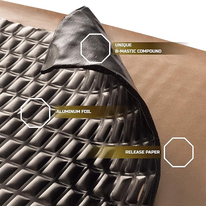 Siless Black 80 mil (2mm) 36 sqft Car Sound Deadening mat - Butyl Automotive Sound Deadener - Noise Insulation and Vibration Dampening Material (36 sqft)