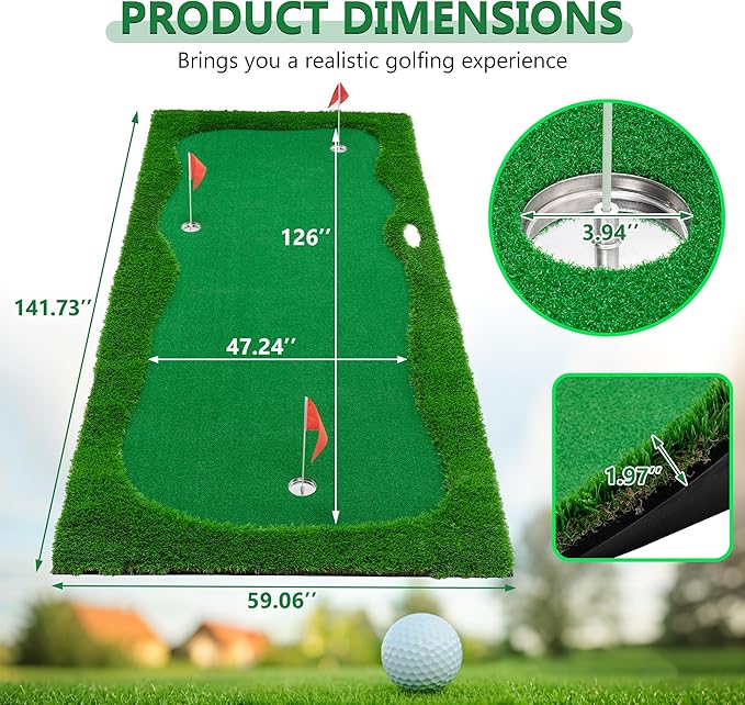 Golf Putting Green, Large Professional Golfing Training Mat, Practice Putting Green Mat for Indoor Outdoor