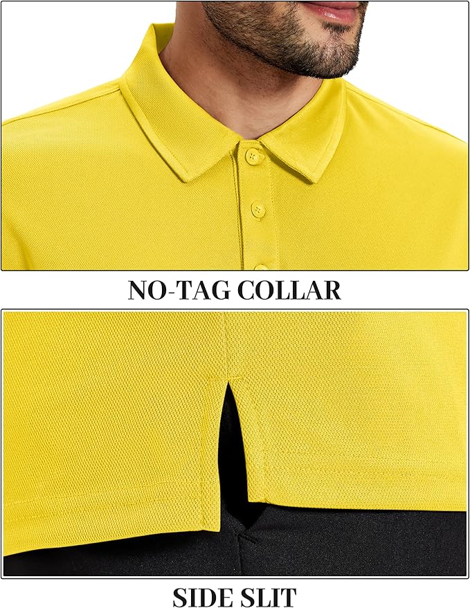 TACVASEN Mens Polo Shirts Short Sleeve Dry Fit Performance Breathable Golf Shirt with Collar Tennis Casual Business Work