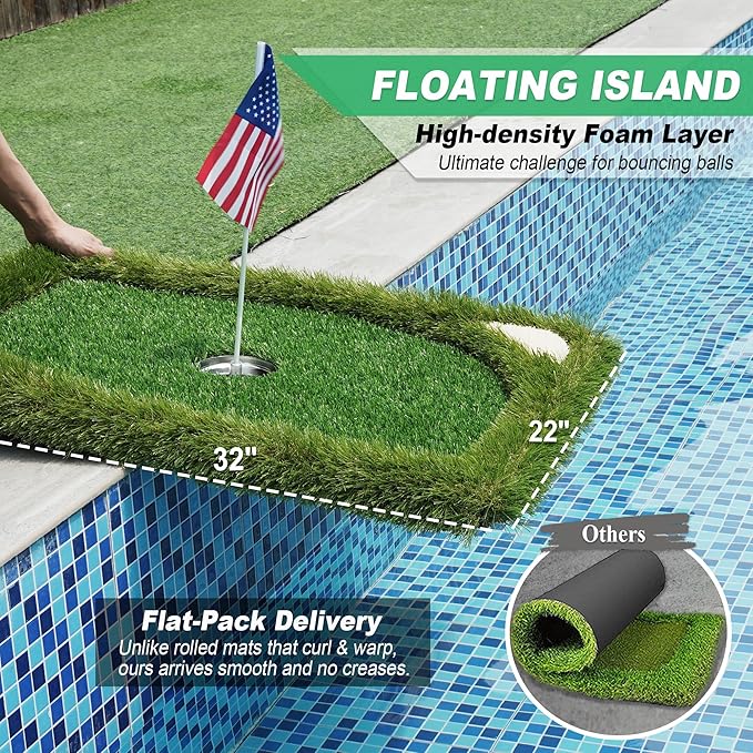 Foldable Chipping Net & Floating Green, Indoor Golf Practice Chipping Target, Backyard Golf Game & Gifts