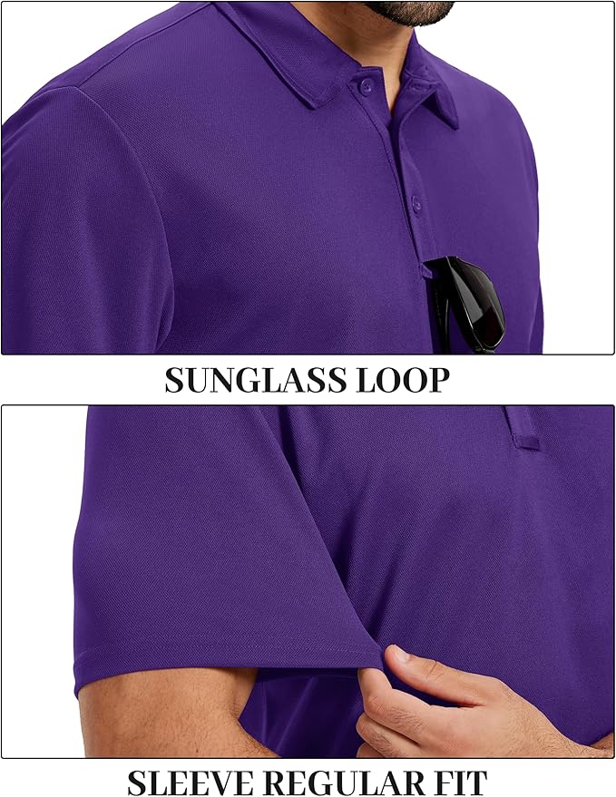 TACVASEN Mens Polo Shirts Short Sleeve Dry Fit Performance Breathable Golf Shirt with Collar Tennis Casual Business Work