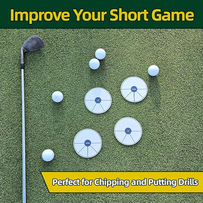 ARYZE 4 Pack Ghost Hole Putting Targets – Putting Training Aid, Official Size, Flat Disc for Putting & Chipping Practice, Indoor or Outdoor, Includes Carrying Case, Waterproof Material (White)