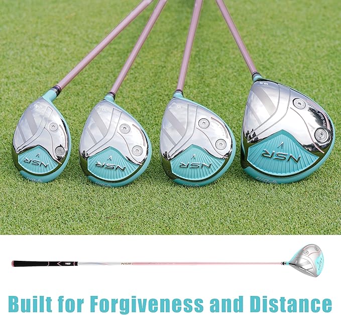 PGM 18 Piece Women's Golf Clubs Full Set for Right Handed, Complete Golf Set for Beginner to Intermediate Golfers with Driver, Woods, Hybrid, Irons, P/S Wedges, Putter, Headcovers and Stand Bag