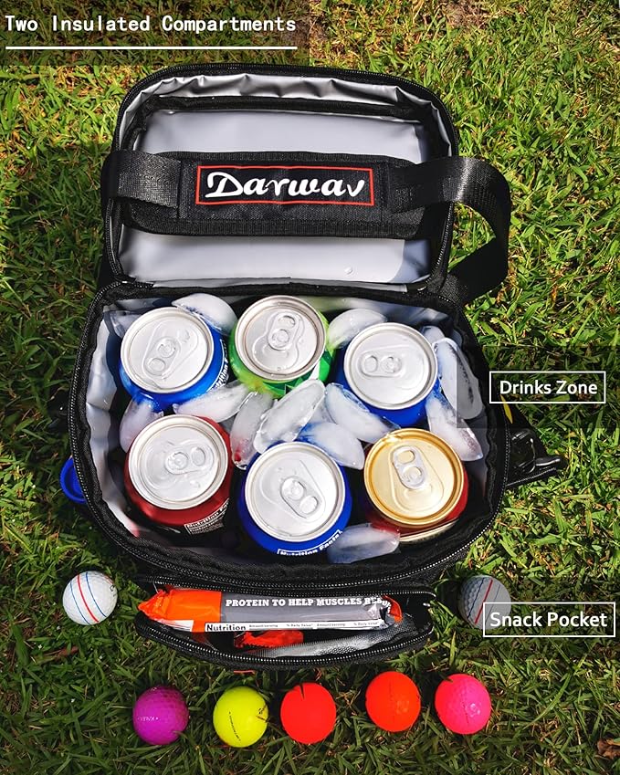 Golf Cooler, 12-Can Insulated Soft Cooler Bag, Fits on Golf Push Cart