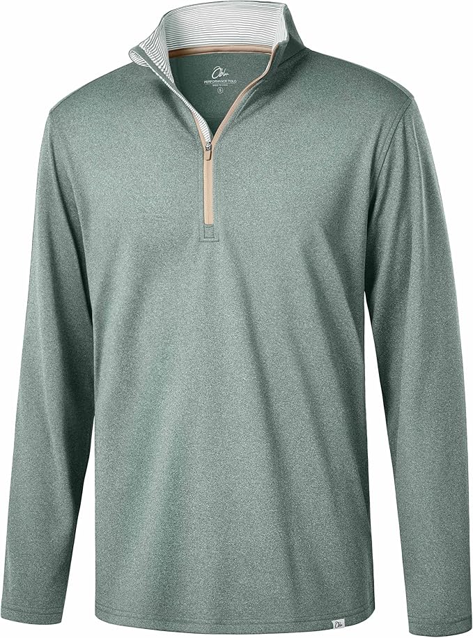 Obla Golf Quarter Zip Pullover Men Fleece Mock Neck Sweatshirt Winter Warm 1/4 Zip Long Sleeve Golf Shirt
