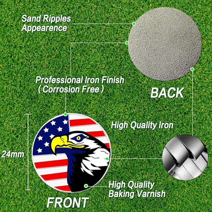 FINGER TEN Golf Ball Marker with Hat Clip Markers Assorted Patterns Value Gift Set Mark Golf Divot Tool Accessories for Men Women Kids