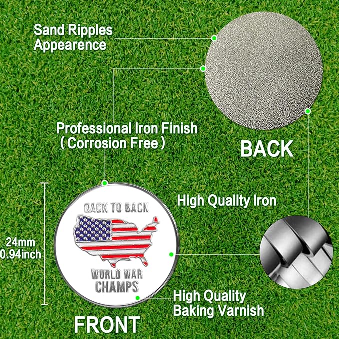 FINGER TEN Golf Ball Marker with Hat Clip Markers Assorted Patterns Value Gift Set Mark Golf Divot Tool Accessories for Men Women Kids