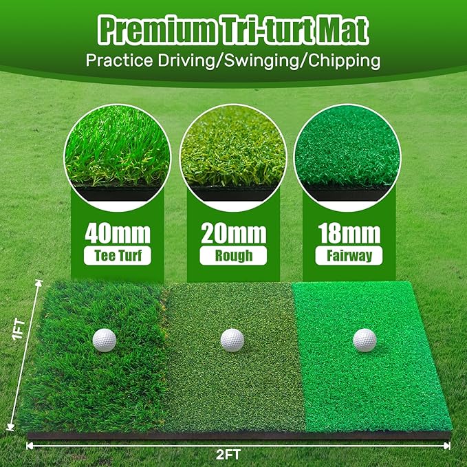 Golf Net with Practice Mat,Golf Hitting Aid Nets 10x7FT for Backyard Driving Chipping Training Swing,Gifts for Men Dad Him and Golfer