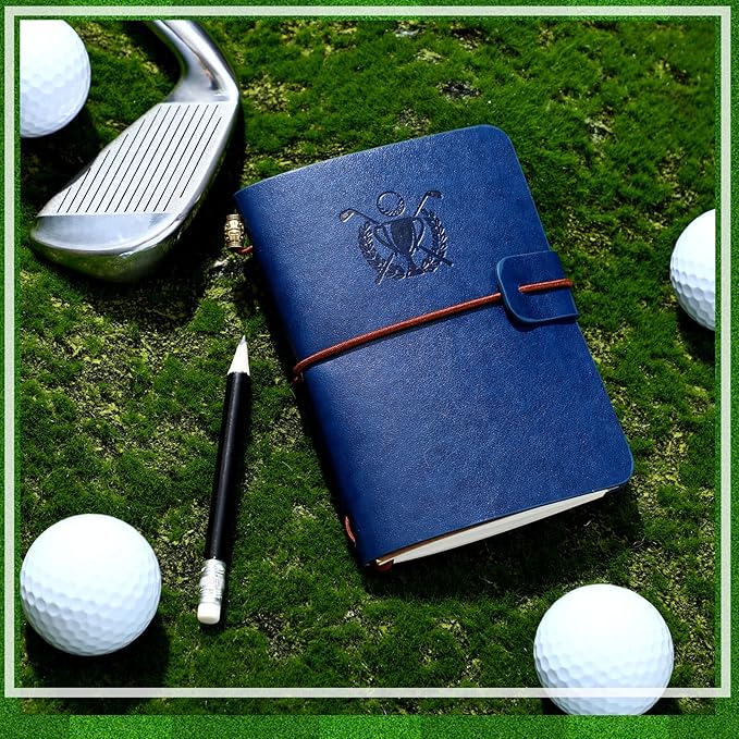 Yexiya Golf Scorecard Book with Pencil Leather Golf Journal Scorecard Holder Accessories Notebook Log Book Pocket Scorebook Gifts for Men Golfers, Sports and Outdoor Club Accessories