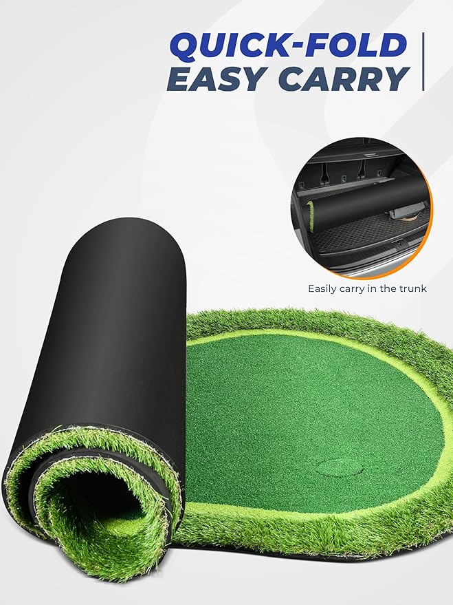 Golf Putting Green, Professional Grade Large Golfing Putting Mats with Sand Pit and Water Hazard for Indoor Outdoor