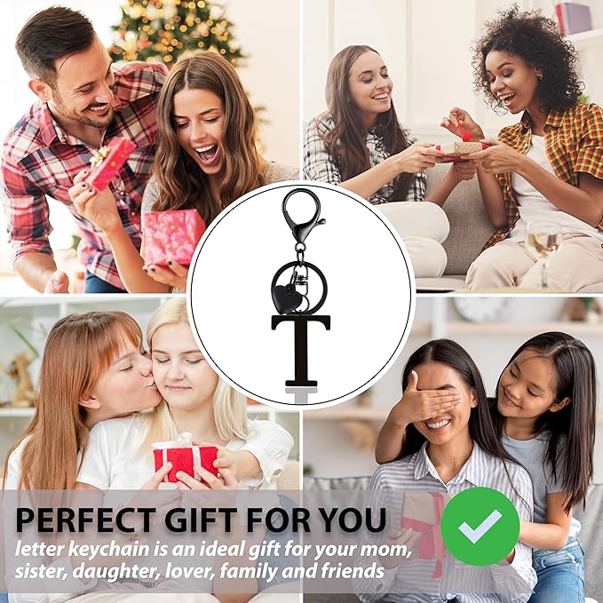 Metal Heart Alphabet Keychain for Women, Girls - Cute Initial Letter Accessories for Purse, Bag Charms and Backpack