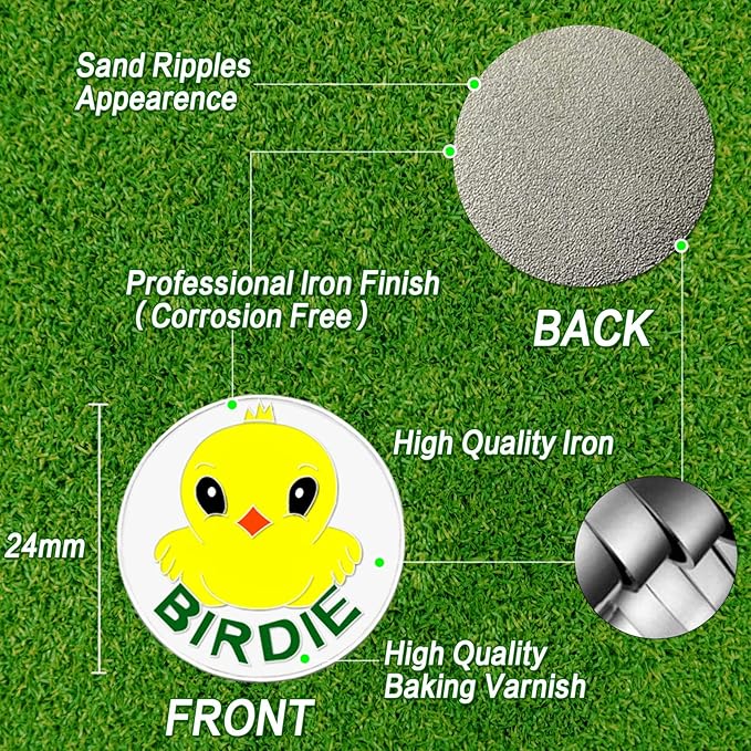 FINGER TEN Golf Ball Marker with Hat Clip Markers Assorted Patterns Value Gift Set Mark Golf Divot Tool Accessories for Men Women Kids
