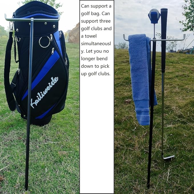 Golf Bag Stand Attachment, Combining Three Major Functions, it can Stand up Golf Bags, Golf Clubs, and Pick up Balls.