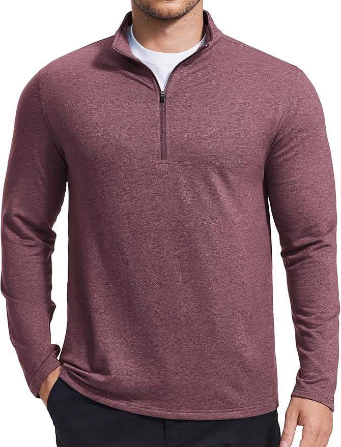 PINSPARK Men's Quarter Zip Up Pullover Mock Neck Sweatshirts Long Sleeve Golf shirts Performance Athletic Casual Workout