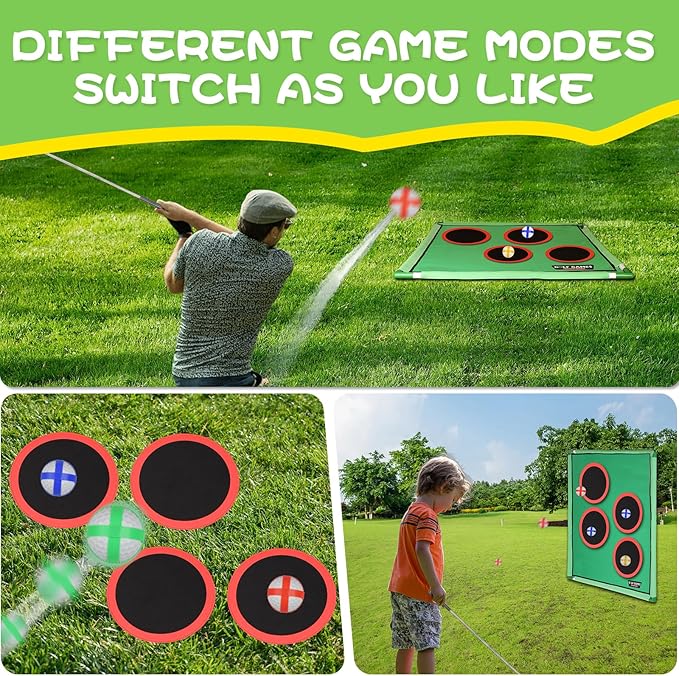 Golf Chipping Game for Outdoor Indoor: Backyard Golf Games for Kids & Adults , Golf Gifts for Men,Golfer, Golf Set with 20 Sticky Balls, Putting Mat, Putter & Carry Bag, Golf Simulators for Home
