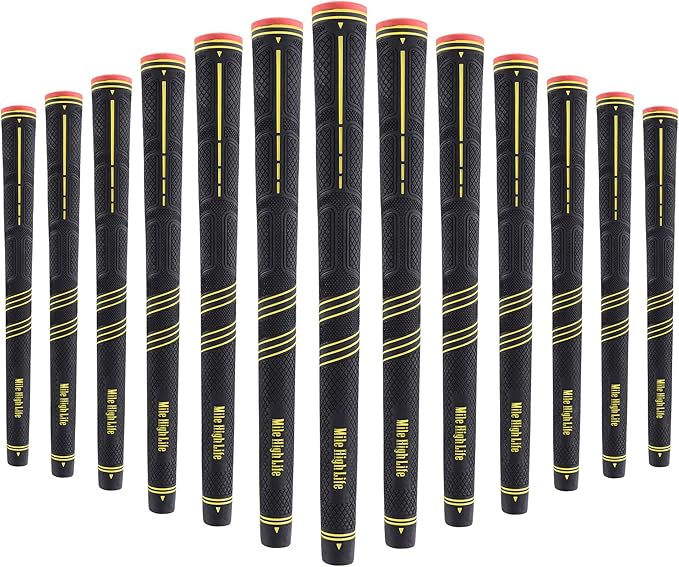 Mile High Life Golf Grips 13 Pack / 3 Pack - All-Weather Soft Rubber Golf Club Grips - High Shock Absorption, Enhanced Traction - Standard, Midsize & Jumbo Size (Core 0.58"-0.61")
