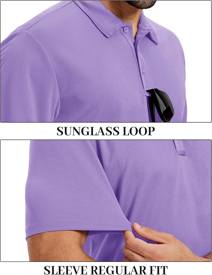 TACVASEN Mens Polo Shirts Short Sleeve Dry Fit Performance Breathable Golf Shirt with Collar Tennis Casual Business Work