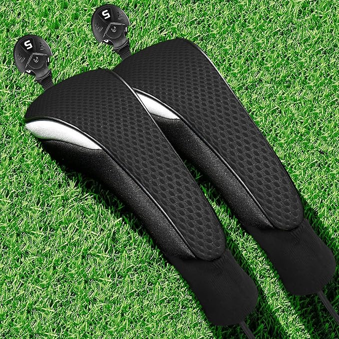 FINGER TEN Golf Club Head Covers Woods Hybrids 1/2/3/4 Pack, Headcovers Men Women 3 5 7 X with Interchangeable Number Tag, Fit All Wood Hybrid Clubs