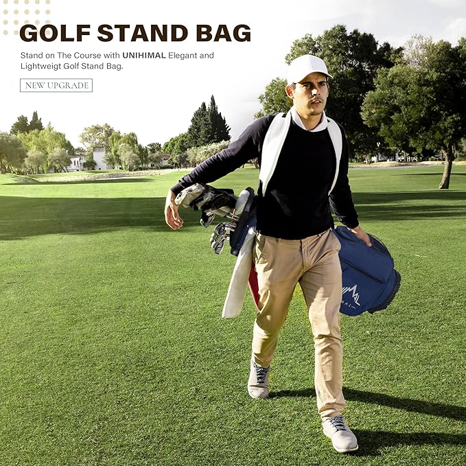 Golf Stand Bag with 7 Way Top Dividers, Lightweight Golf Bags for Men Women with Multiple Pockets, Dual Straps
