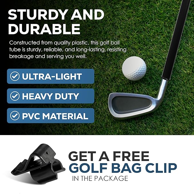 Golf Bag Tubes Set of 14 (1.25'') + 1 (1.5'') for Fat Putter Grip, Club Protection Sleeves, Dividers & Organizer, Travel Accessory for Golf Bag Separation and Organization with Putter Clip