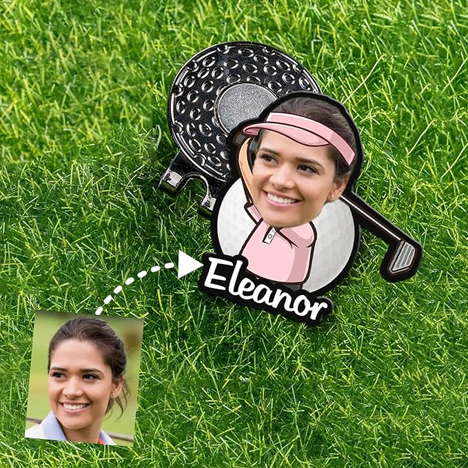 Personalized Golf Ball Marker Cartoon Funny Custom Head Photo Magnetic Golf Ball Markers Hat Clip Golf Accessories Birthday for Women Men Golfers