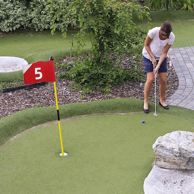 Crestgolf Portable Backyard Practice Golf Hole Cup and Flag Stick of Fiberglass, Golf Putting Green Flagstick Golf Pin Flag Hole Cup Set