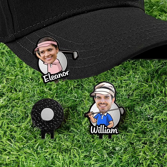 Personalized Golf Ball Marker Cartoon Funny Custom Head Photo Magnetic Golf Ball Markers Hat Clip Golf Accessories Birthday for Women Men Golfers