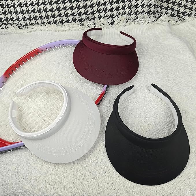 3 Pack Sports Sun Visor Hat Women Men Adjustable Clip On Visors Outdoor Golf Beach Cap