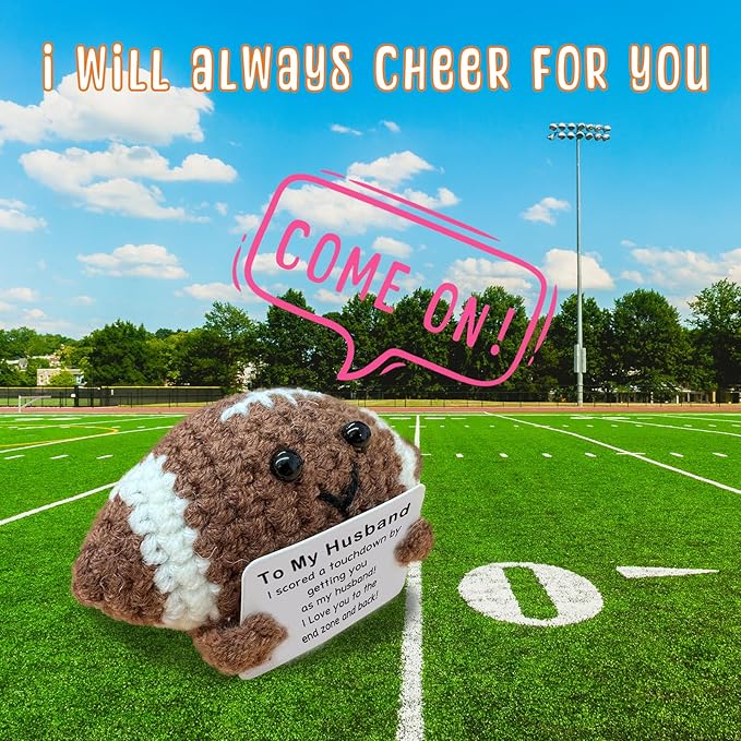 Mini Handmade Crochet Football Birthday Gift for Husband/Boyfriend/Fiance, Emotional Support Football Wedding for Husband, Romantic I Love You Gifts