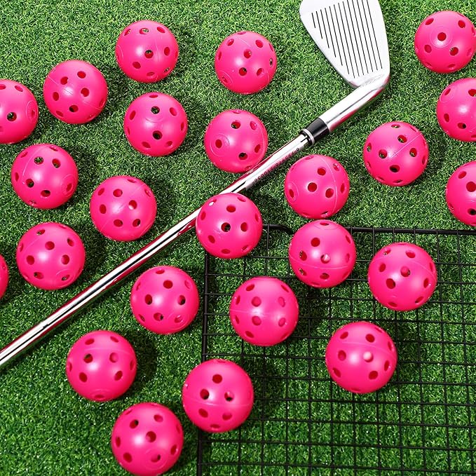24 Pack Practice Golf Balls 42 mm Limited Flight Plastic Golf Training Airflow Hollow Ball for Driving Range Swing Practice Backyard Indoor Outdoor Home