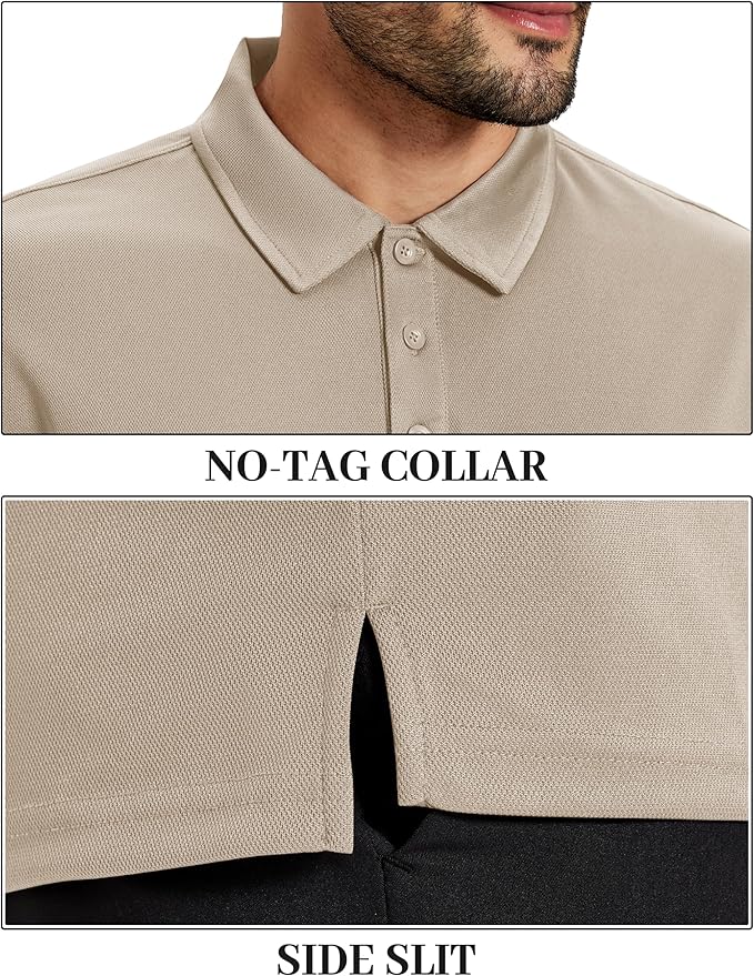 TACVASEN Mens Polo Shirts Short Sleeve Dry Fit Performance Breathable Golf Shirt with Collar Tennis Casual Business Work