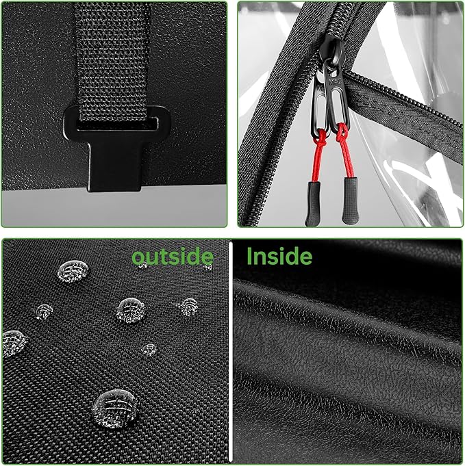 10L0L Golf Cart Enclosure Fit for 2 Passengers EZGO TXT RXV,600D Waterproof Snowproof Golf Buggy Keep Warm Cover, 2 Door Zippers 4-Side Clear Window and 4 Windproof Hooks Golf Cart Rain Cover, Black