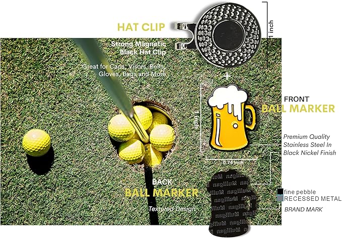 Mulligan Hooligan Golf Ball Marker + Magnetic Hat Clip, Funny and Unique Golf Gift, Premium Quality, The Perfect for Your Favorite Golfer, Golf Accessories for Any Occasions