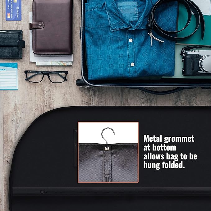 PLX 40" Black Garment Bags Suit Bag for Travel & Clothing Storage of Dresses, Shirts, Fur Coats, Jackets & Dance Costumes - Hanging Suit Cover for Men & Women Closet Storage Garment Protector