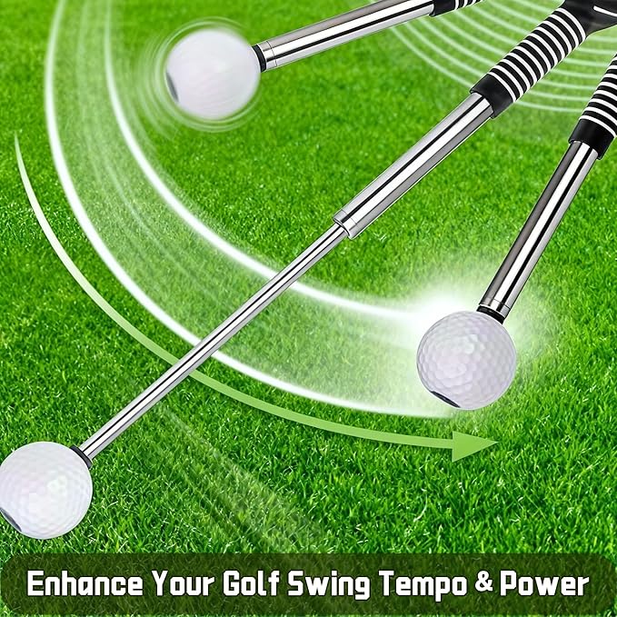 Retractable Golf Swing Trainer, Golf Grip Training Aid for Strength & Tempo Practice – Click Feedback Stick for Chipping & Hitting, Portable Warm-Up Trainer for Beginners Indoor/Outdoor