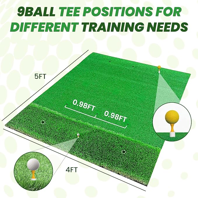 Premium Dual-Turf Golf Mats Practice Outdoor Indoor, 5x4 ft Golf Hitting Mat, Golf Training Swing Chipping Mat, Golf Practice Mat Gifts for Men Boy