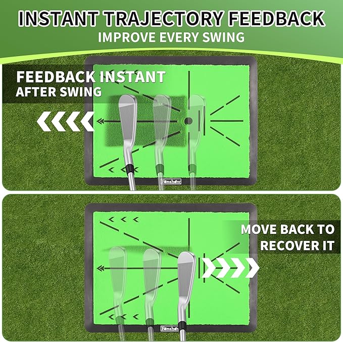 Golf Hitting Mat – Portable Golf Pratice Mat with Longer Swing Path Trajectory, 3-in-1 Includes Fairway, Rough & Putting Pad Training Mats on No-Slip Rubber Base,Simulator Must Haves, Gift for Golfers