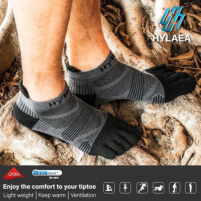 Hylaea No Show Running Athletic Anti-Blister Wicking Coolmax Socks, Seamless Anti-odor
