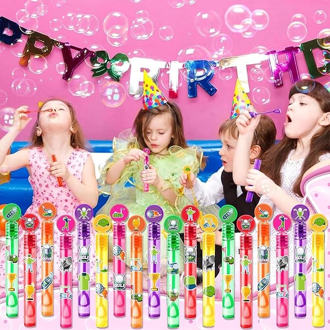 Golf Party Favors for Kids – 24PCS Sports-Themed Mini Bubble Wands, Great for Birthday Supplies, Pinata Fillers, Goodie Bags & Classroom Rewards