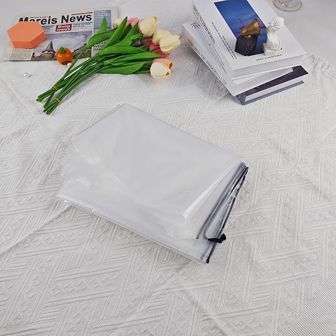 2 Pack Golf Bag Cover – 31"x62" Extra Large Clear Plastic Dust Covers with Drawstring (4 Mil), Multi-Purpose Storage Bags for Golf Clubs, Household Organizing, Reusable (Clear)