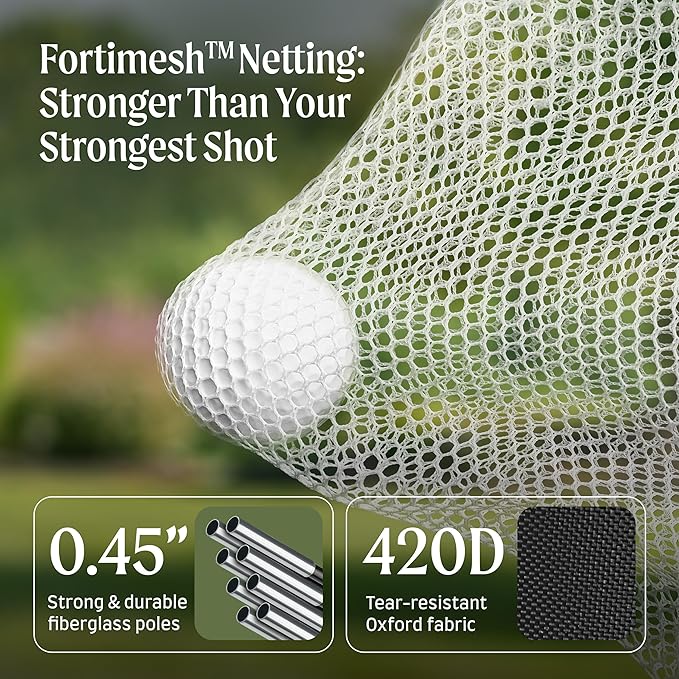 Garage Golf Net – 10x7ft Indoor Golf Hitting Net with Mat & Balls – Practice Driving & Chipping at Home
