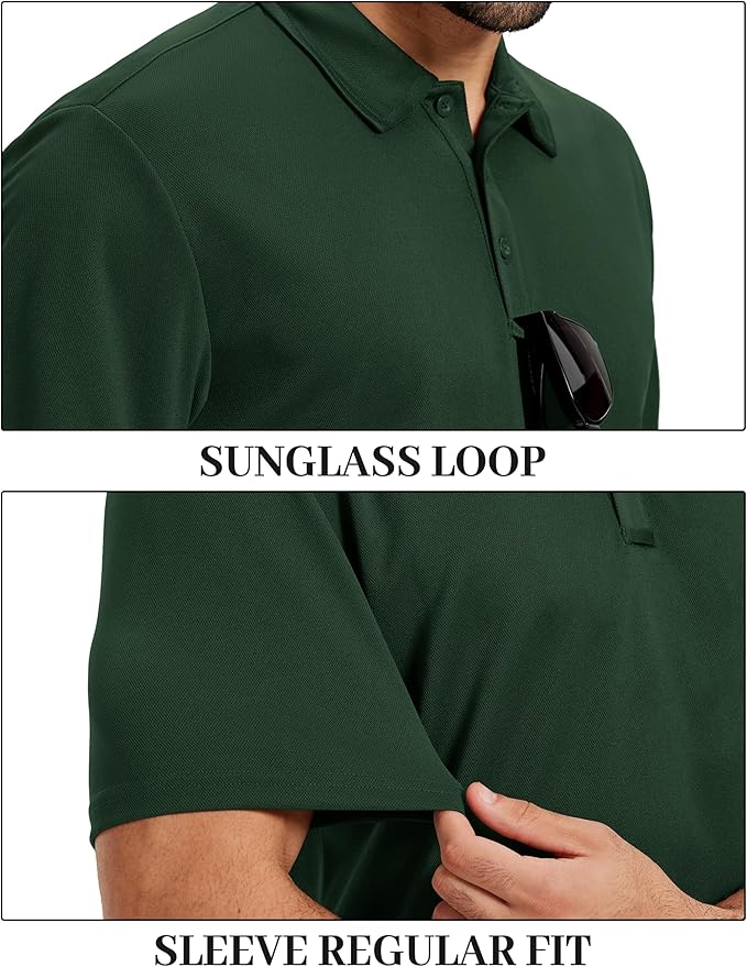 TACVASEN Mens Polo Shirts Short Sleeve Dry Fit Performance Breathable Golf Shirt with Collar Tennis Casual Business Work