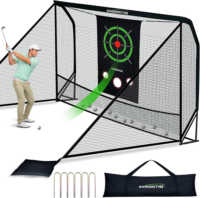 Golf Practice Hitting Net for Driving Real Balls - 10x7ft Heavy Duty Golf Nets for Backyard with Hitting Target Indoor & Outdoor Driving Range Practice, Portable with Carry Bag
