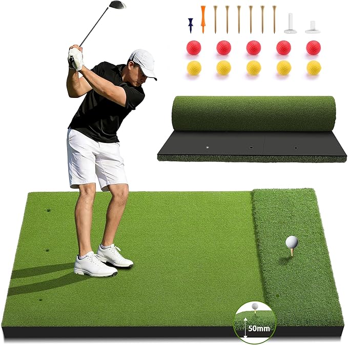 Fanshaw Premium Dual-Turf Golf Mat: 5x4ft 40MM-50MM Thickened for Backyard, Driving Range, Indoor & Outdoor Practice Hitting, Swing & Chipping, Ideal Gifts for Men Dad