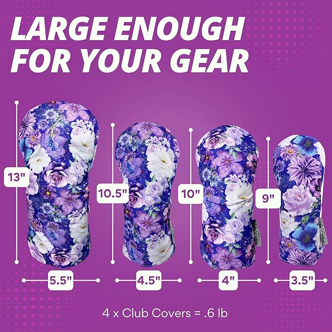 Taboo Fashions Designer Resort Golf Club Covers for Women - Numbered Golf Headcovers Set for Driver, Woods & Hybrid - Weather/Moisture Resistant Protection, Pack of 4