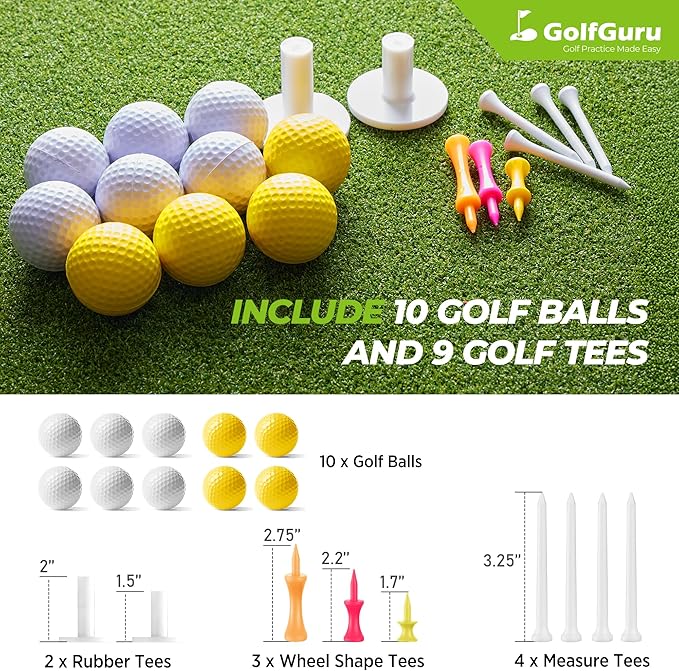 Golfguru Golf Mat 5x4ft-16mm/21mm/26mm Thickened Dual Turf Golf Hitting Mat with Alignment Aid, Dense Elite Mats Practice Outdoor Indoor, Chipping Training Matt for Backyard Garage Driving Simulators