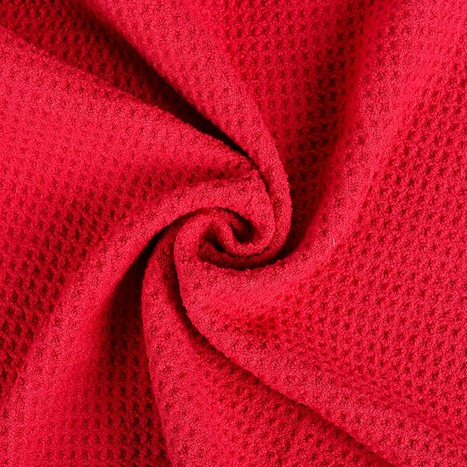 Mile High Life Tri-fold Golf Towel | 16" X 24" | Premium Microfiber Fabric | Waffle Pattern | with Heavy Duty Carabiner Clip | for Men and Women (Red)