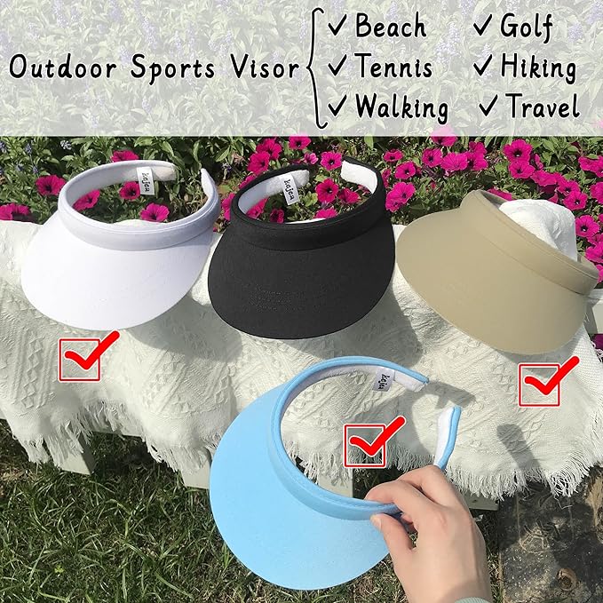 3 Pack Sports Sun Visor Hat Women Men Adjustable Clip On Visors Outdoor Golf Beach Cap